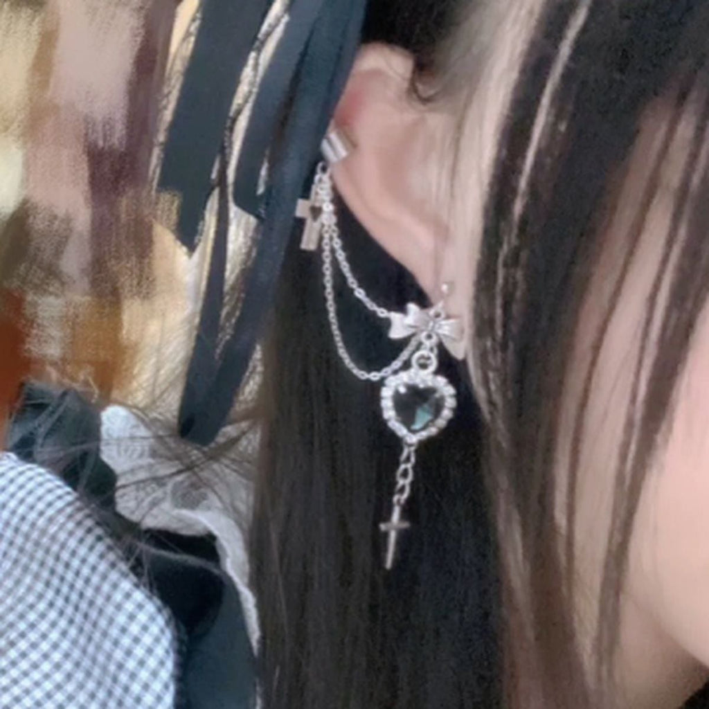 Jirai-kei Style Cross Chain Earrings