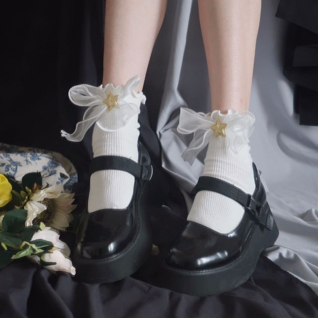 Frilled Star Pattern Ankle Socks