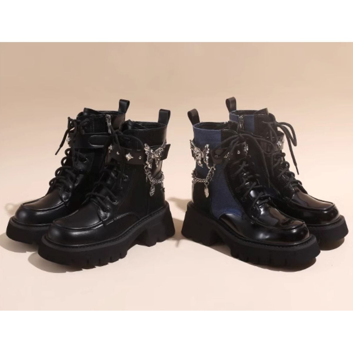 Butterfly Strap Chain Boots