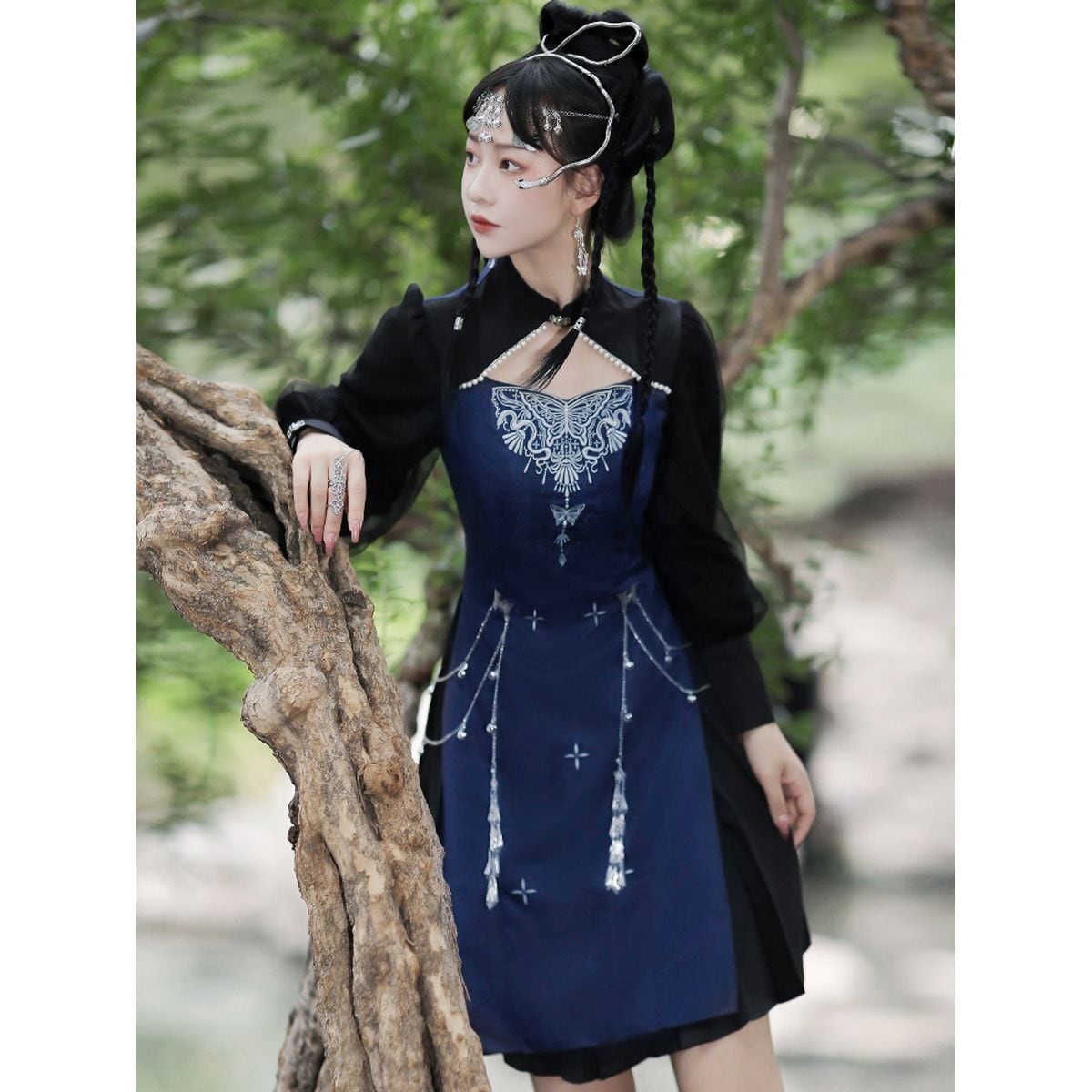 Chinese-Inspired Embroidered Jewel Dress