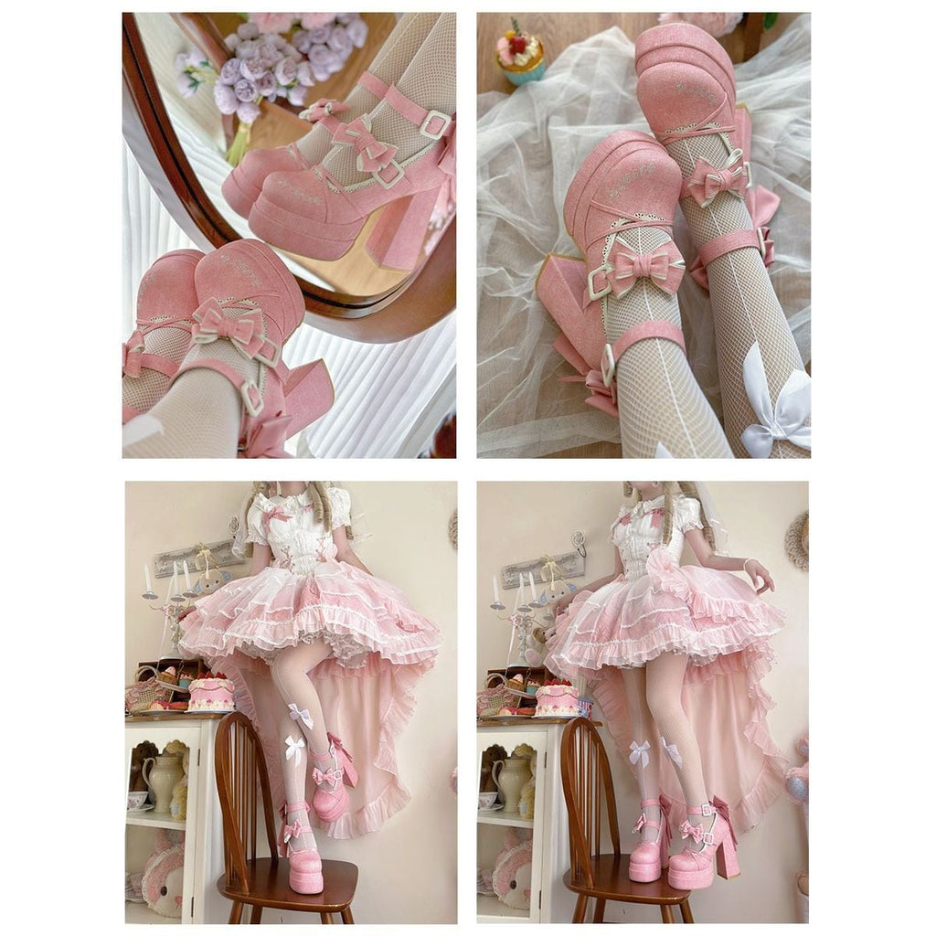 High Heel Shoes with Side Ribbons