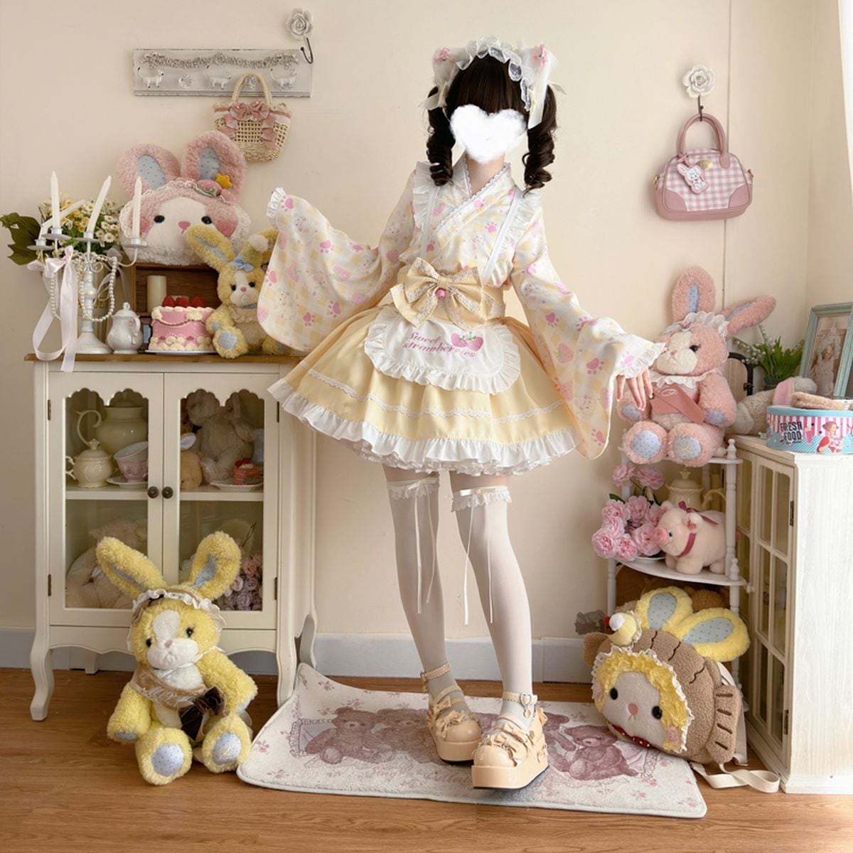 Kimono-Inspired Maid Dress Set