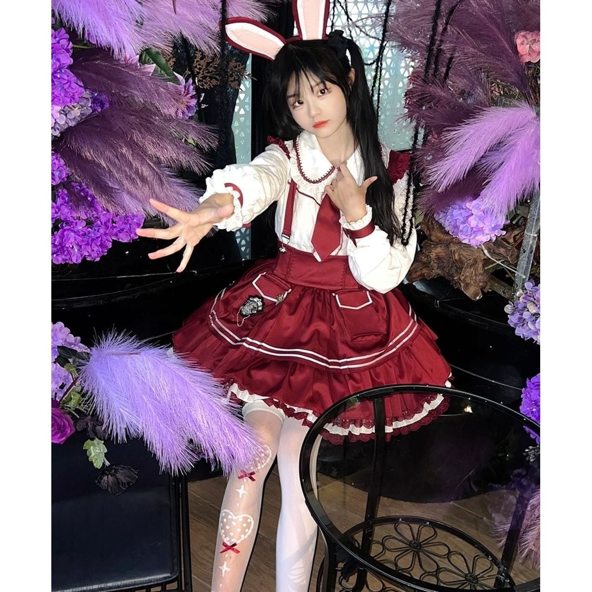 Cute Ruffle Jumper Skirt Outfit