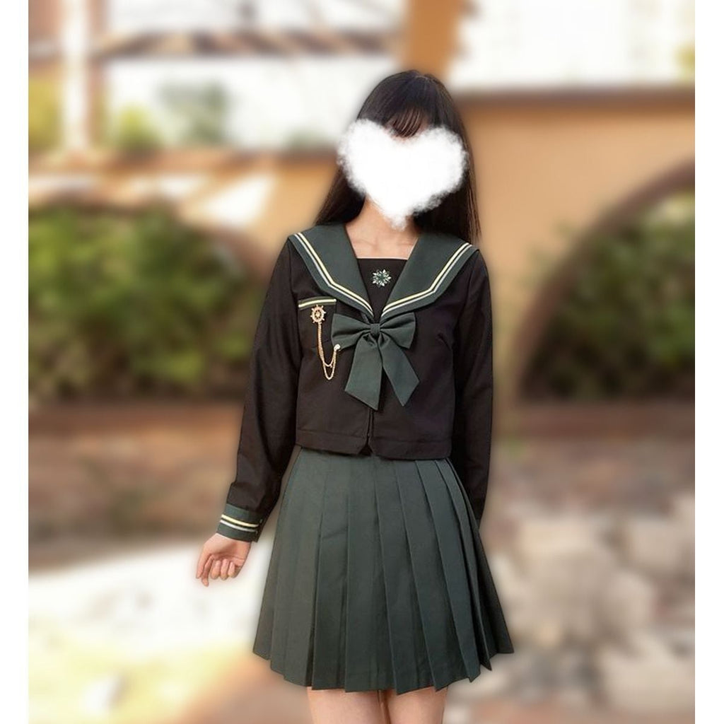 Green x Black School Uniform Ensemble