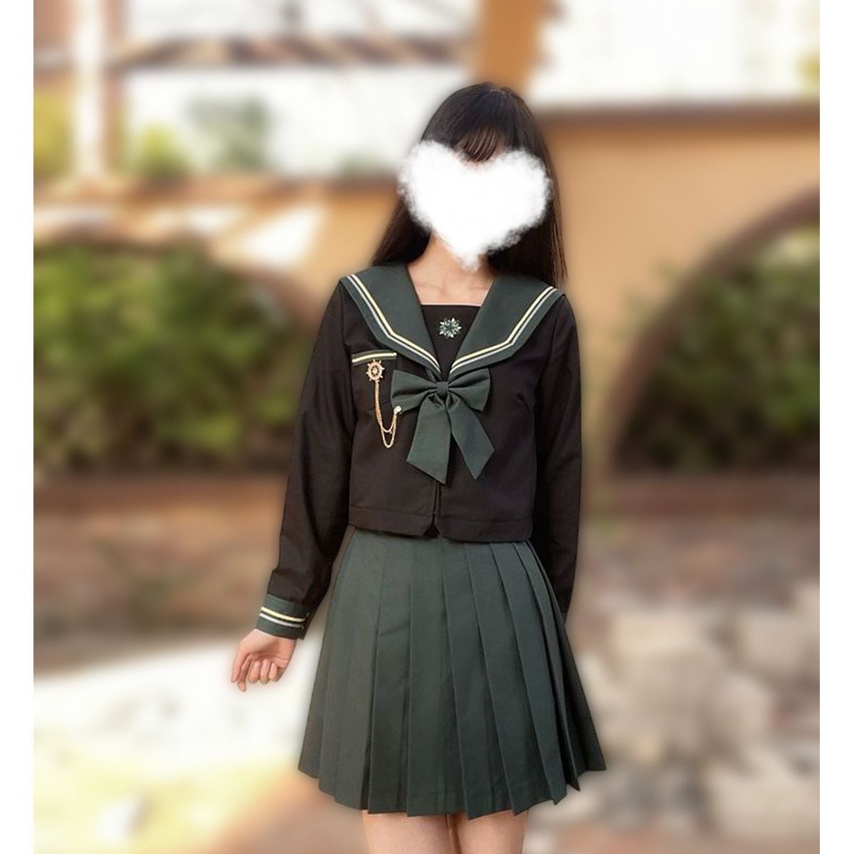 Green x Black School Uniform Ensemble