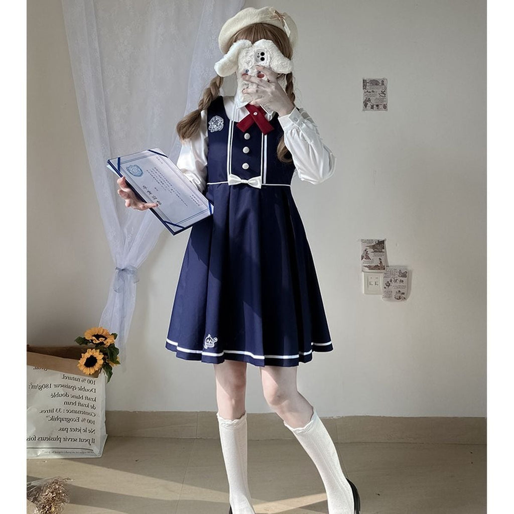 School-Style Pleated Jumper Skirt