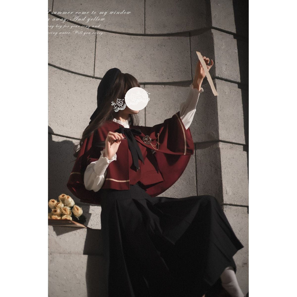 Elegant Long Skirt and Cape Ensemble