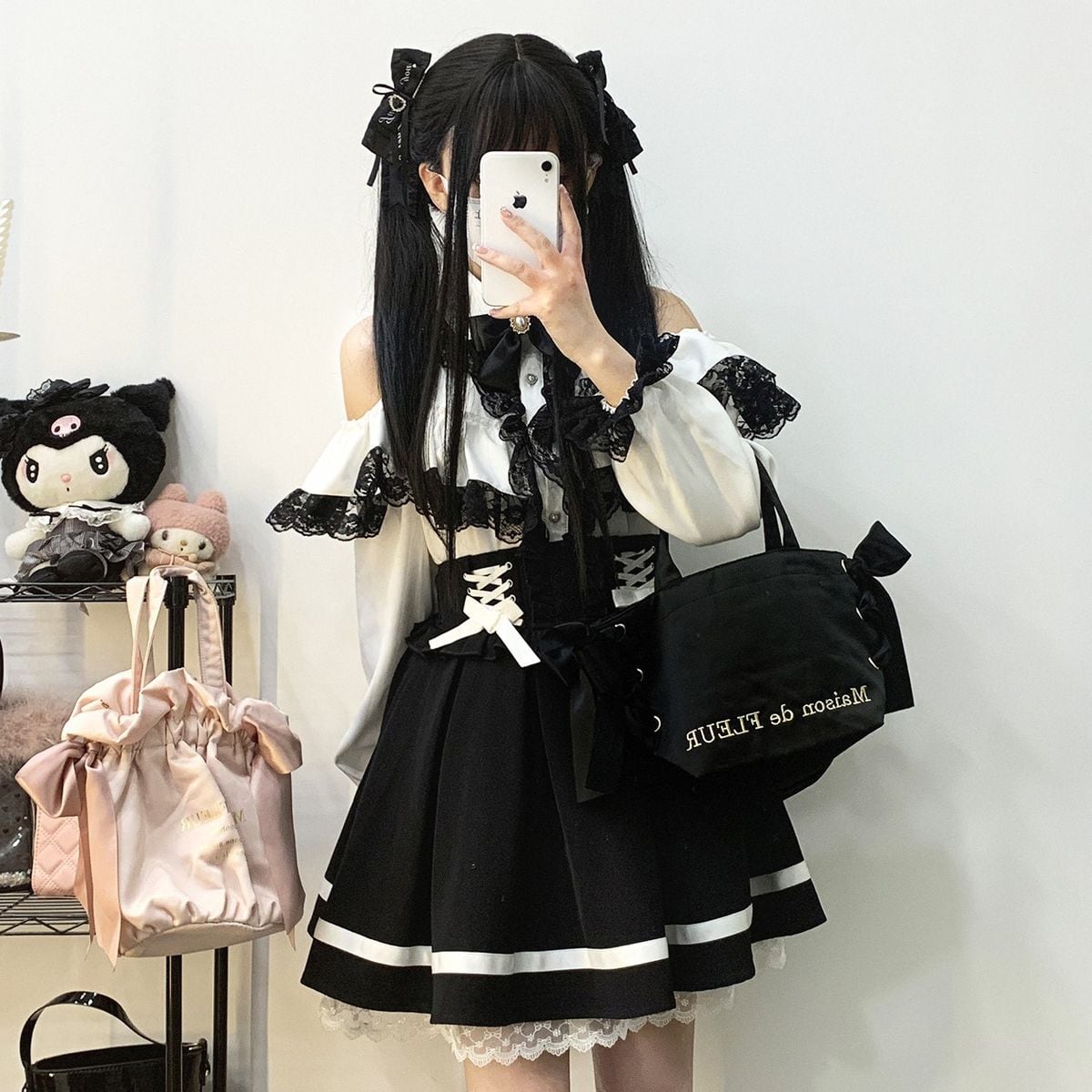 Jirai-kei Long Sleeve Open Shoulder Blouse