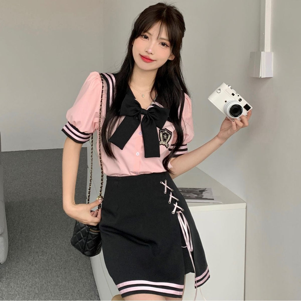 Sailor Collar Short Sleeve Set up