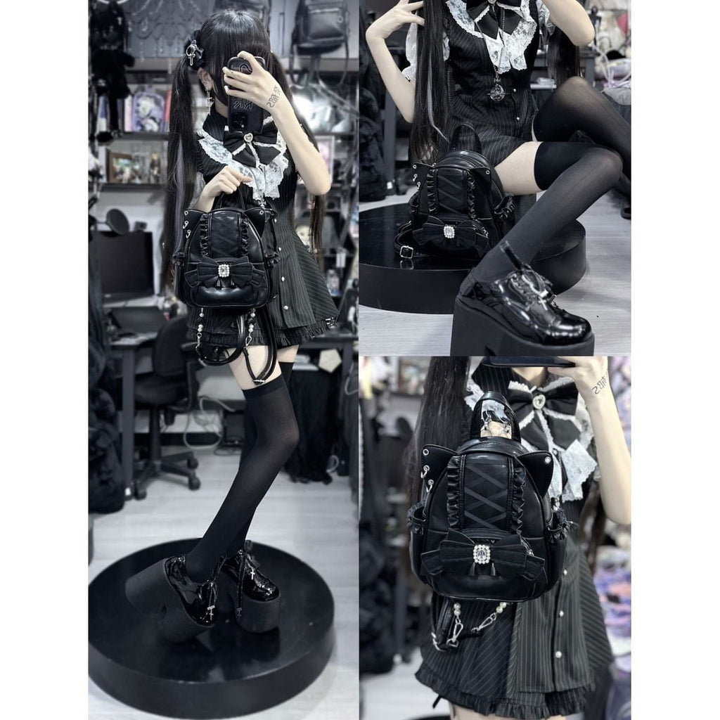 Kawaii Cat Ear Lace-Up Bag