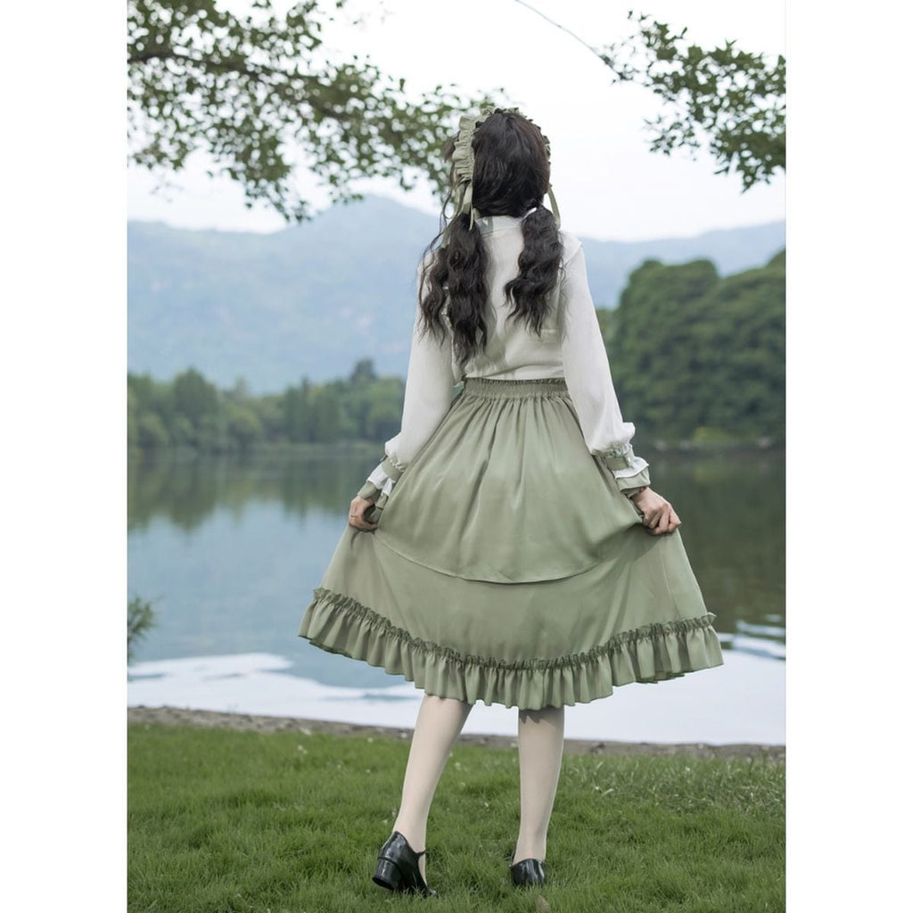 Sophisticated Green Long Skirt Outfit