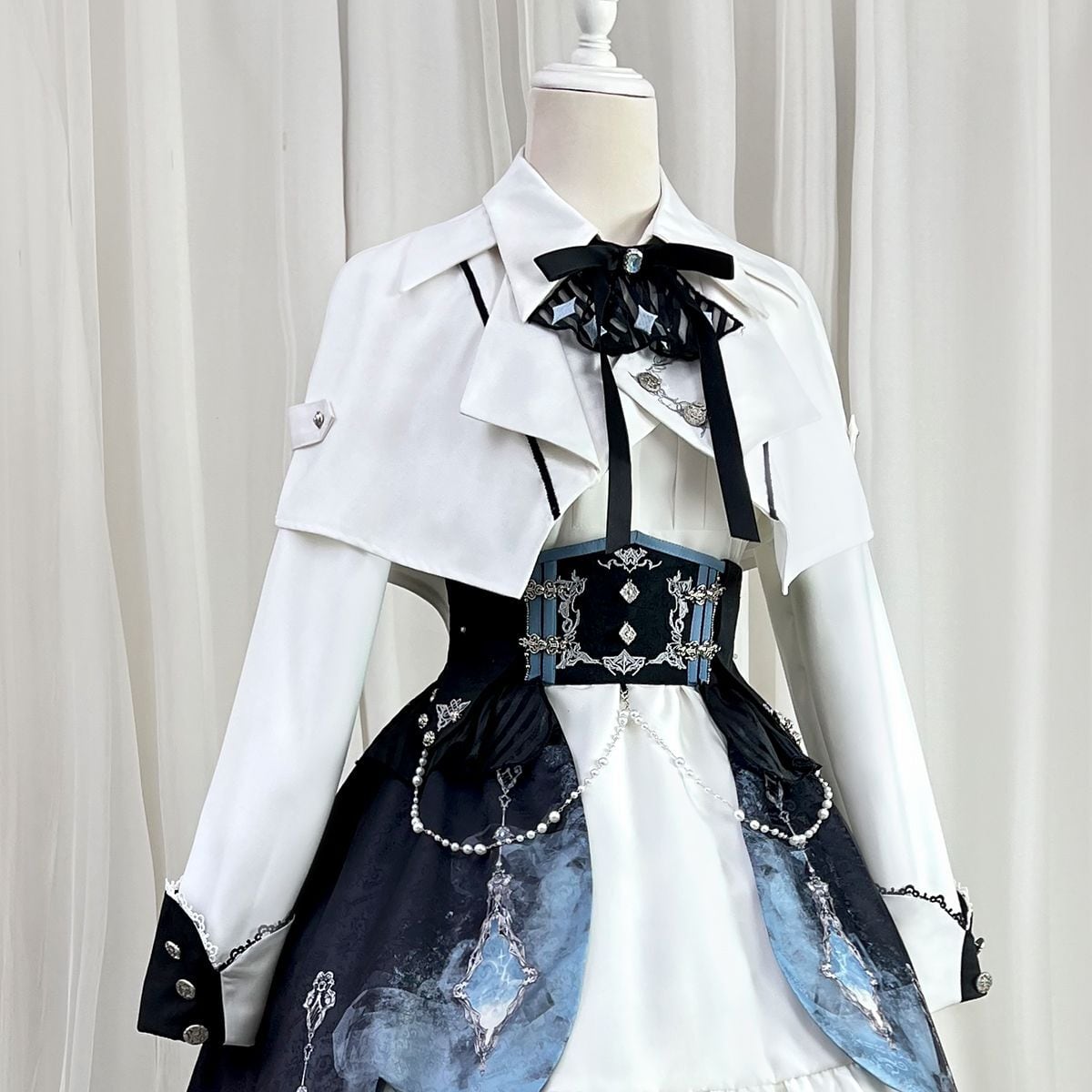 Stylish Military Cape Dress Set