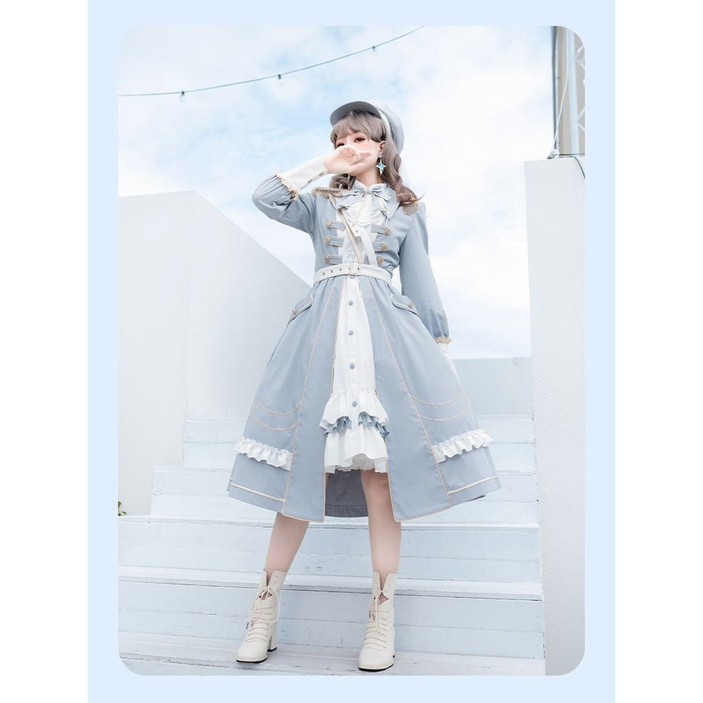 Sky Blue Military Lolita Dress Set