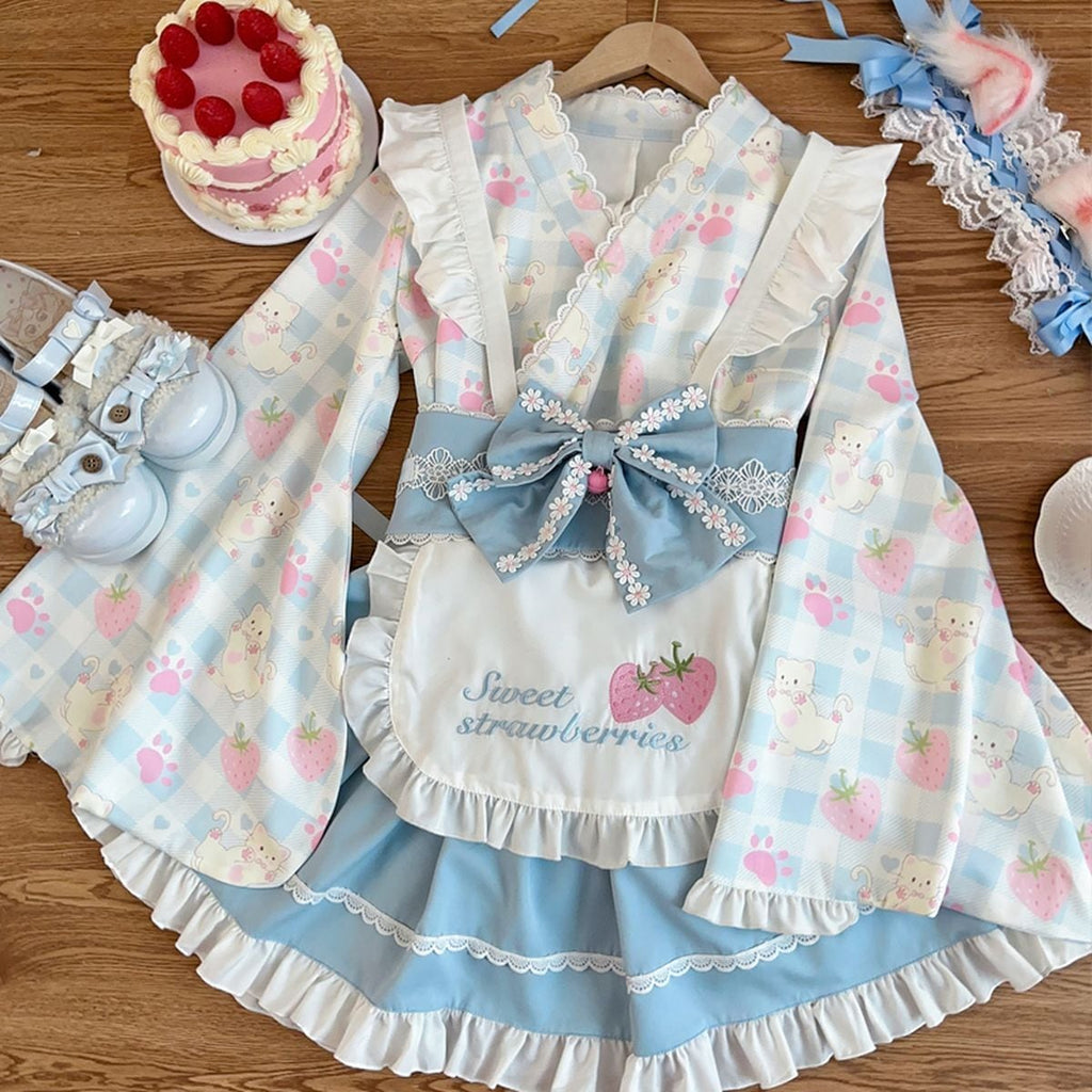 Kimono-Inspired Maid Dress Set