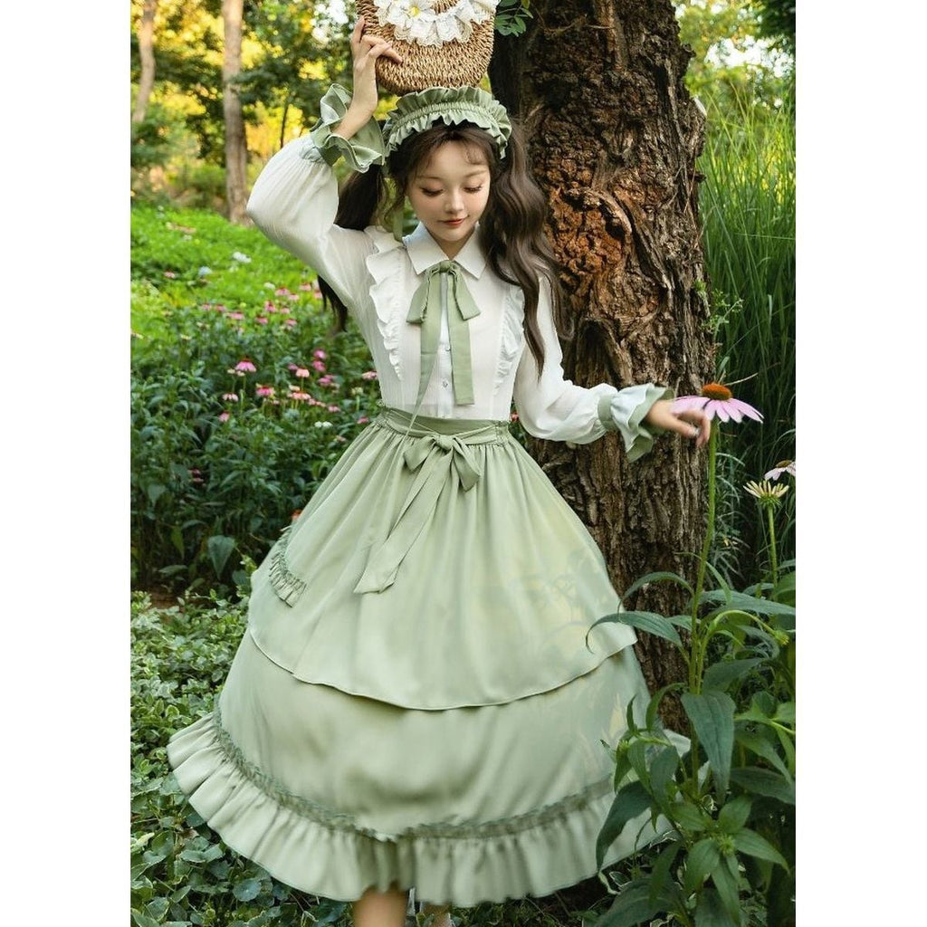 Sophisticated Green Long Skirt Outfit