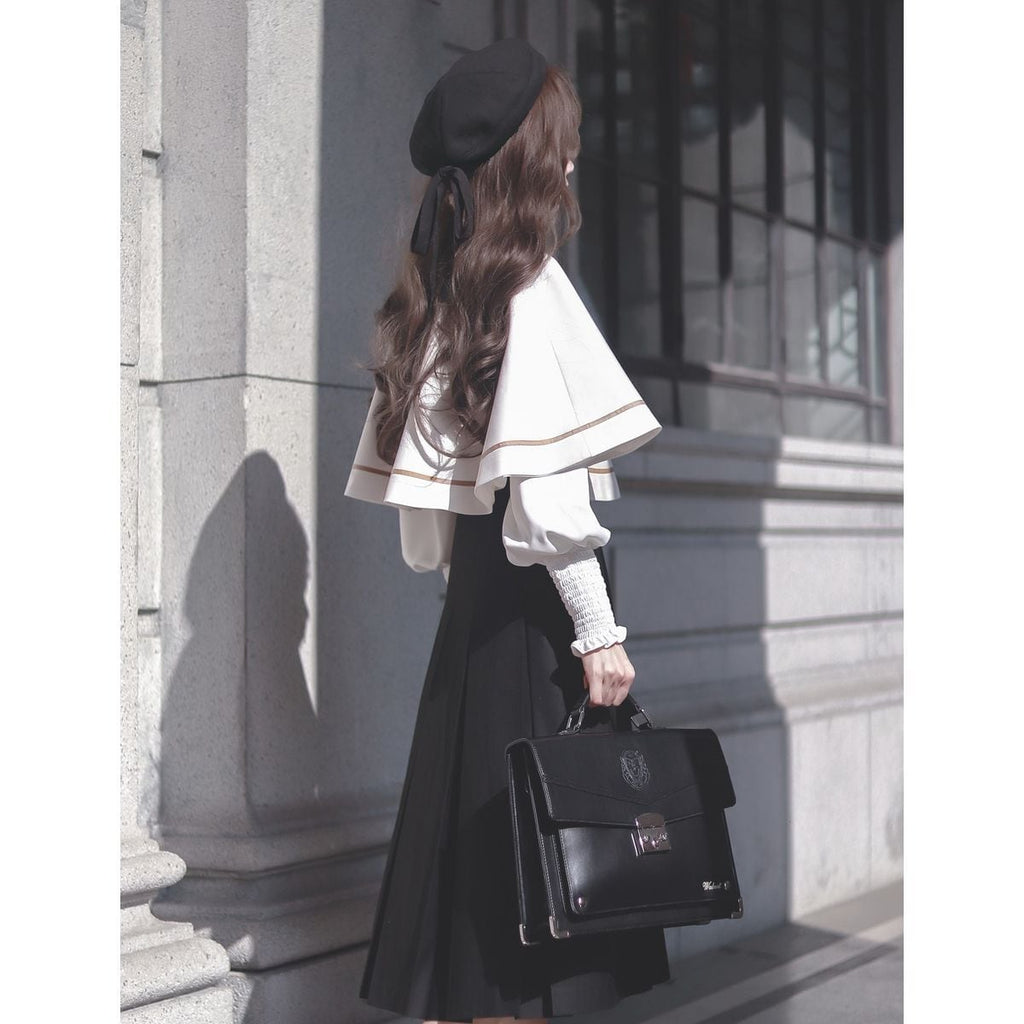 Elegant Long Skirt and Cape Ensemble