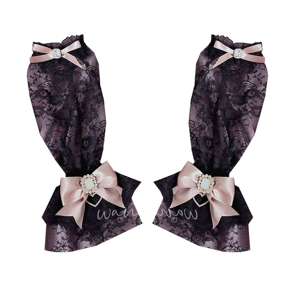 Cute Lace Arm Covers with Ribbons