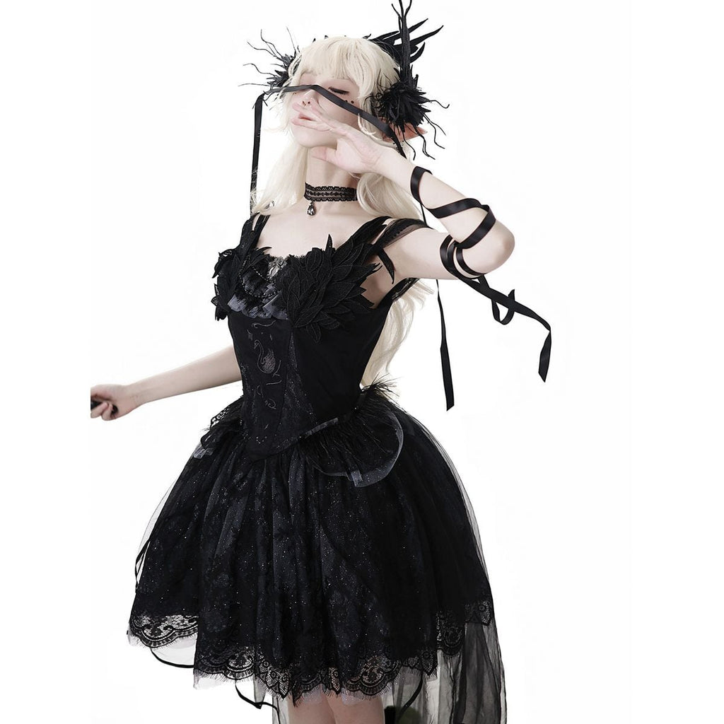 Elegant Gothic Lace Off-Shoulder Ensemble