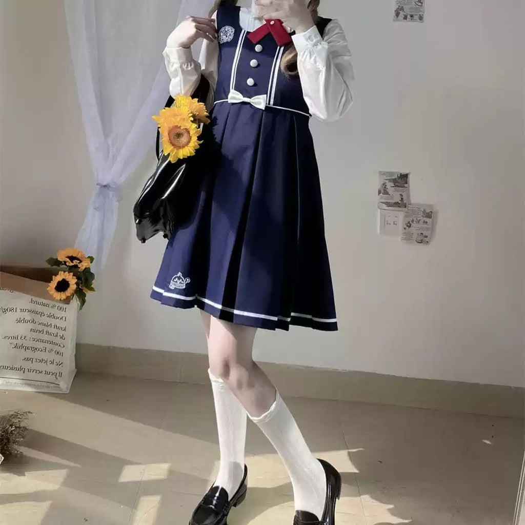 School-Style Pleated Jumper Skirt