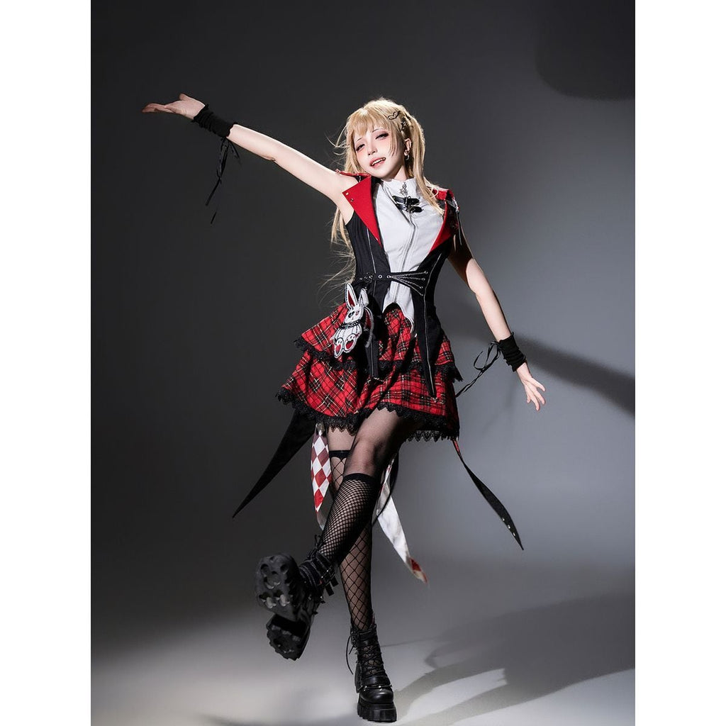 Whimsical Checkered Rabbit Set