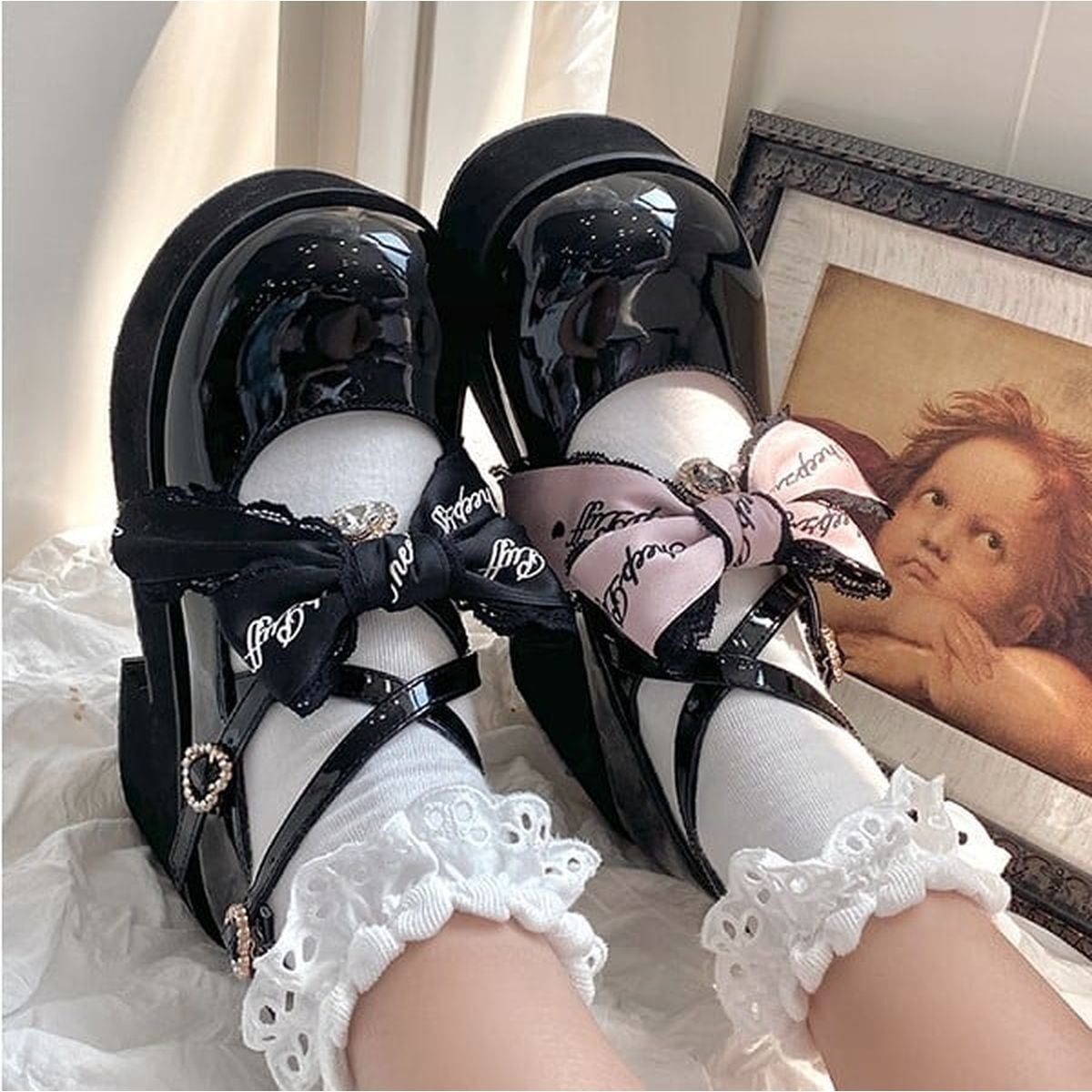 Jirai Kei Ribbon Platform Shoes