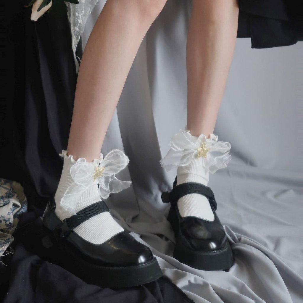 Frilled Star Pattern Ankle Socks