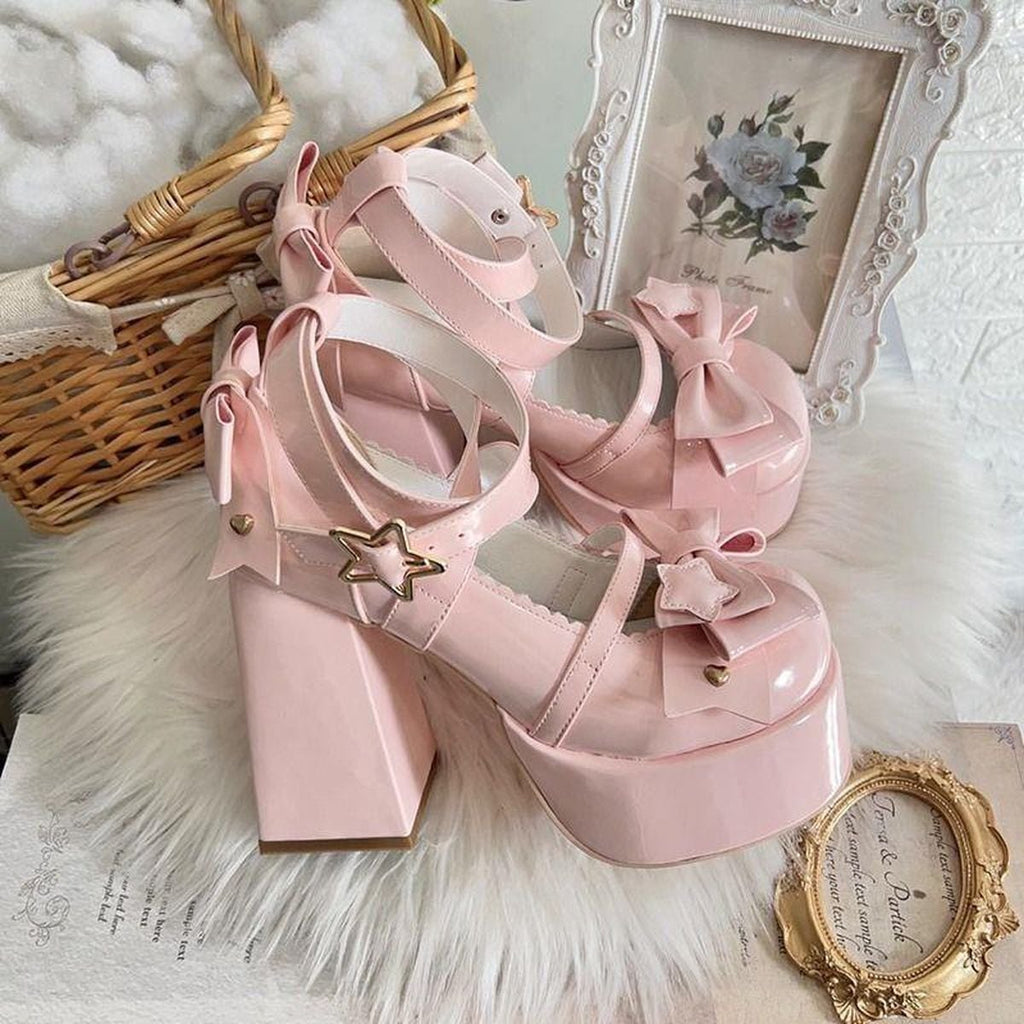 Front Bow Star-Strap Lolita Shoes