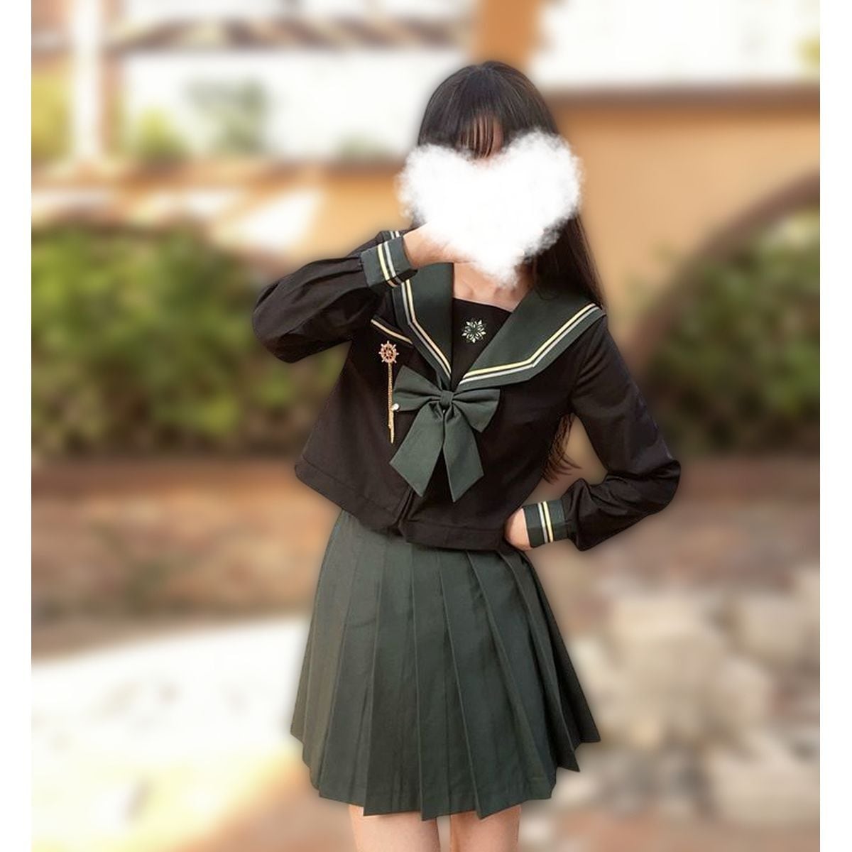Green x Black School Uniform Ensemble