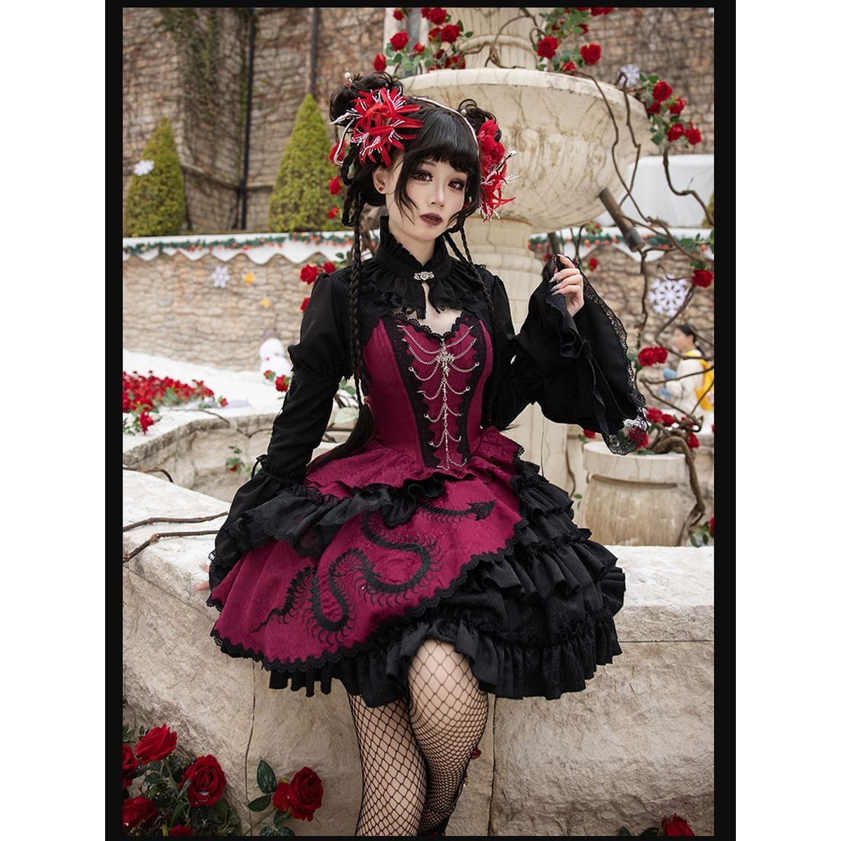 Gothic x China Asymmetrical Jumper Skirt