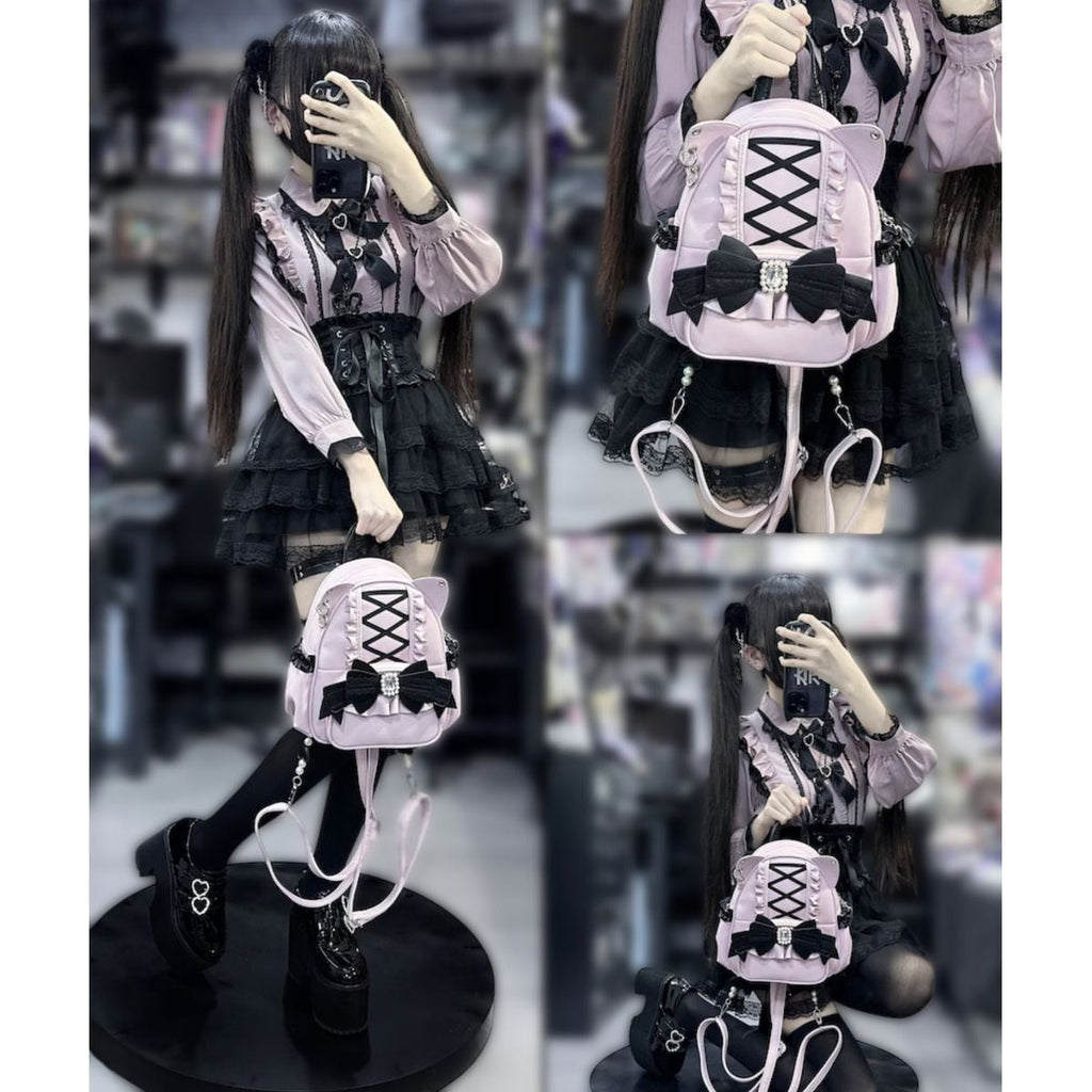 Kawaii Cat Ear Lace-Up Bag
