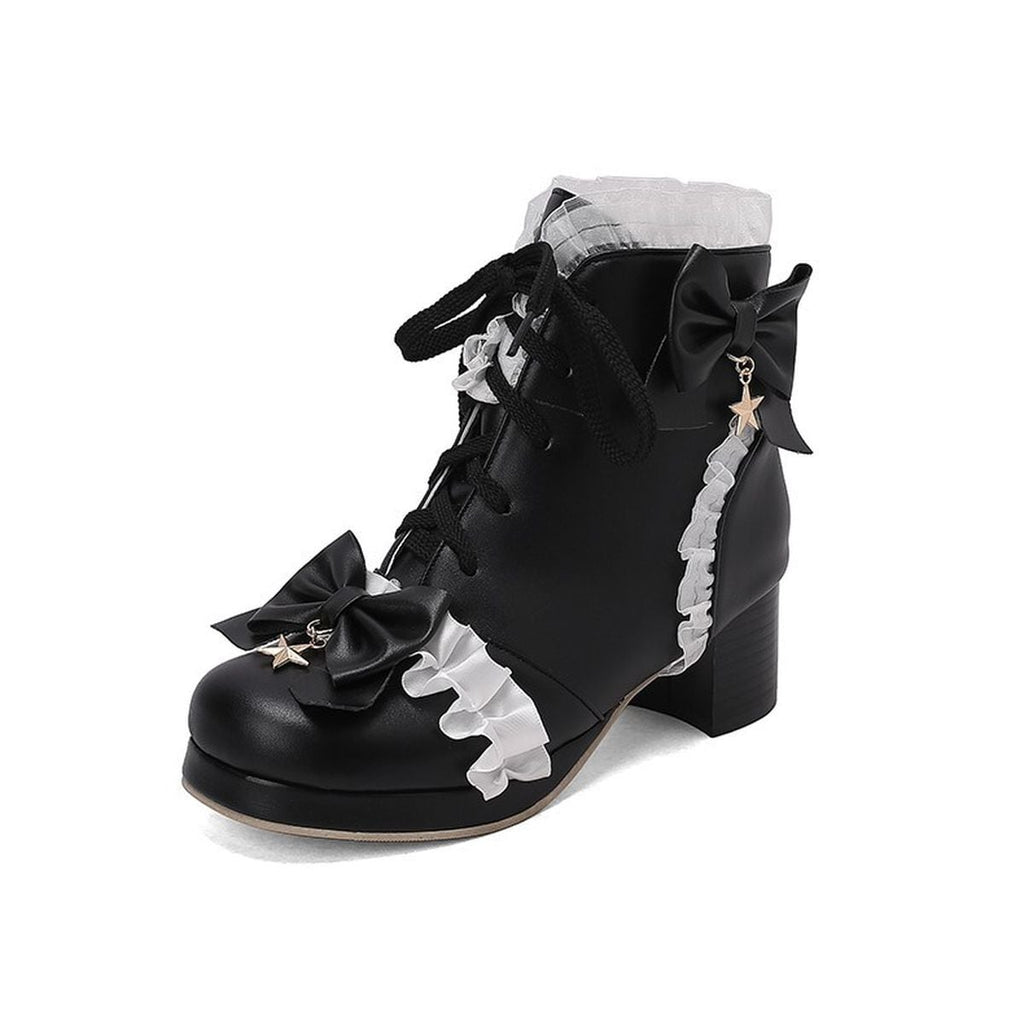 Star Strap Ruffle Ribbon Boots