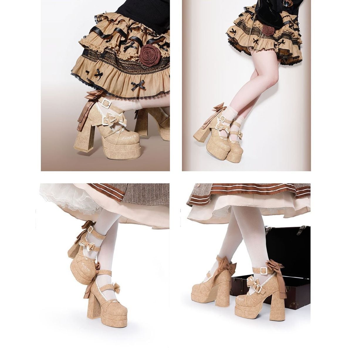 High Heel Shoes with Side Ribbons