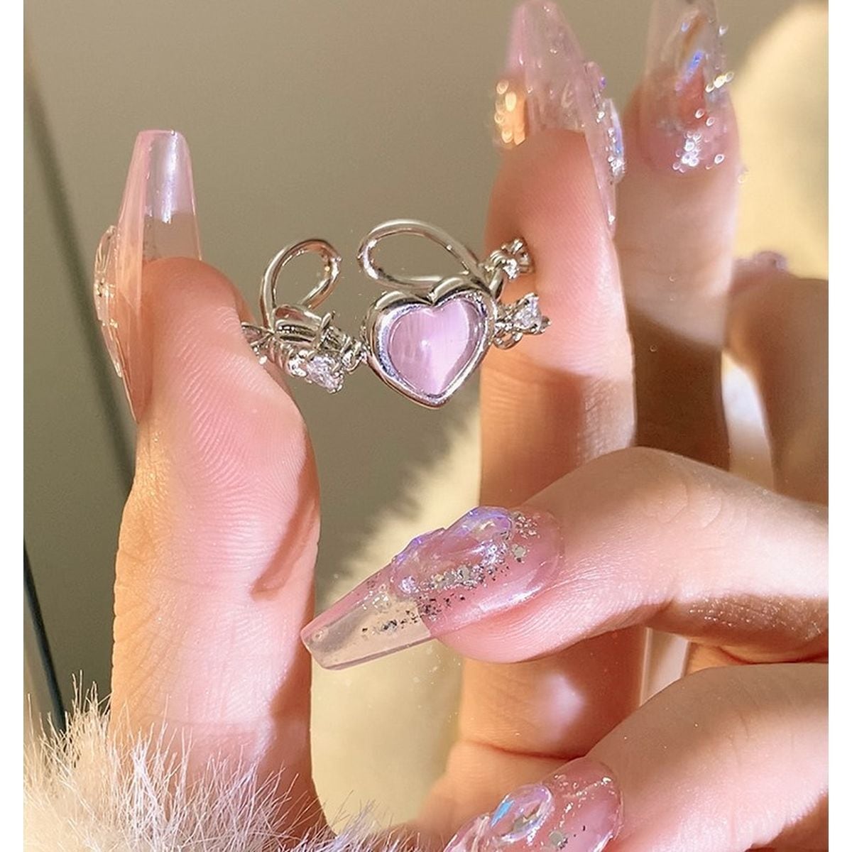 Kawaii Heart Charm Ring