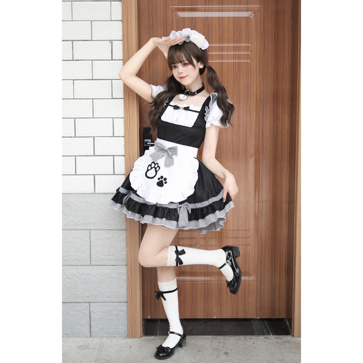Cat Maid Set with Choker and Pannier