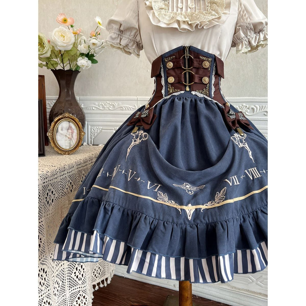 Steampunk Frilled Lace-Up Short Dress