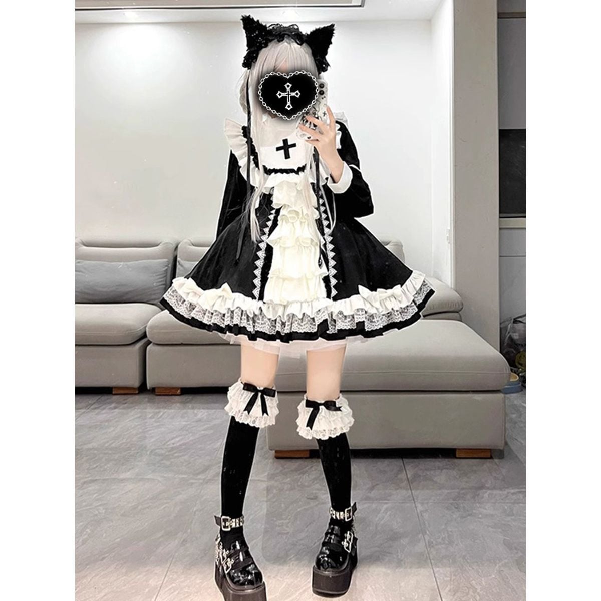 Dark Aesthetic Cross Gothic Dress