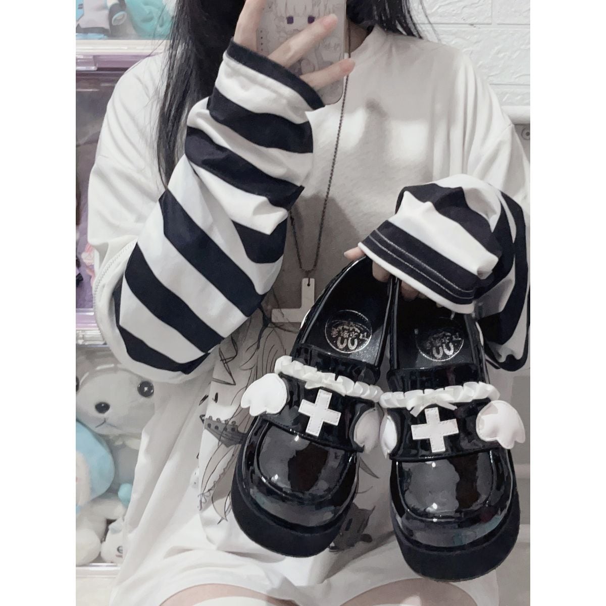 Heavenly Bow-Cross High-Sole Shoes