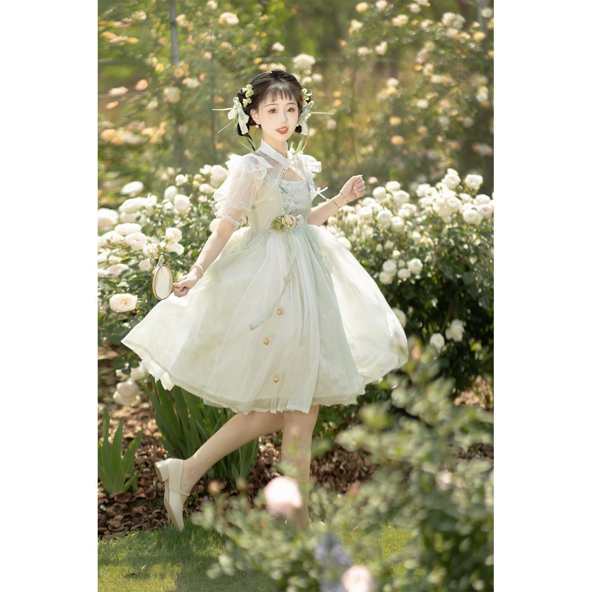 Charming Floral Lace Dress Ensemble