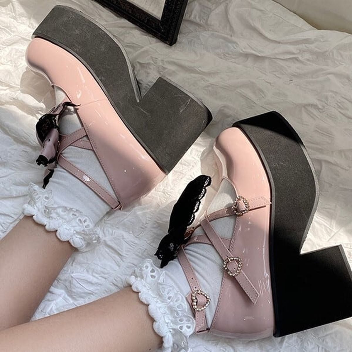 Jirai Kei Ribbon Platform Shoes