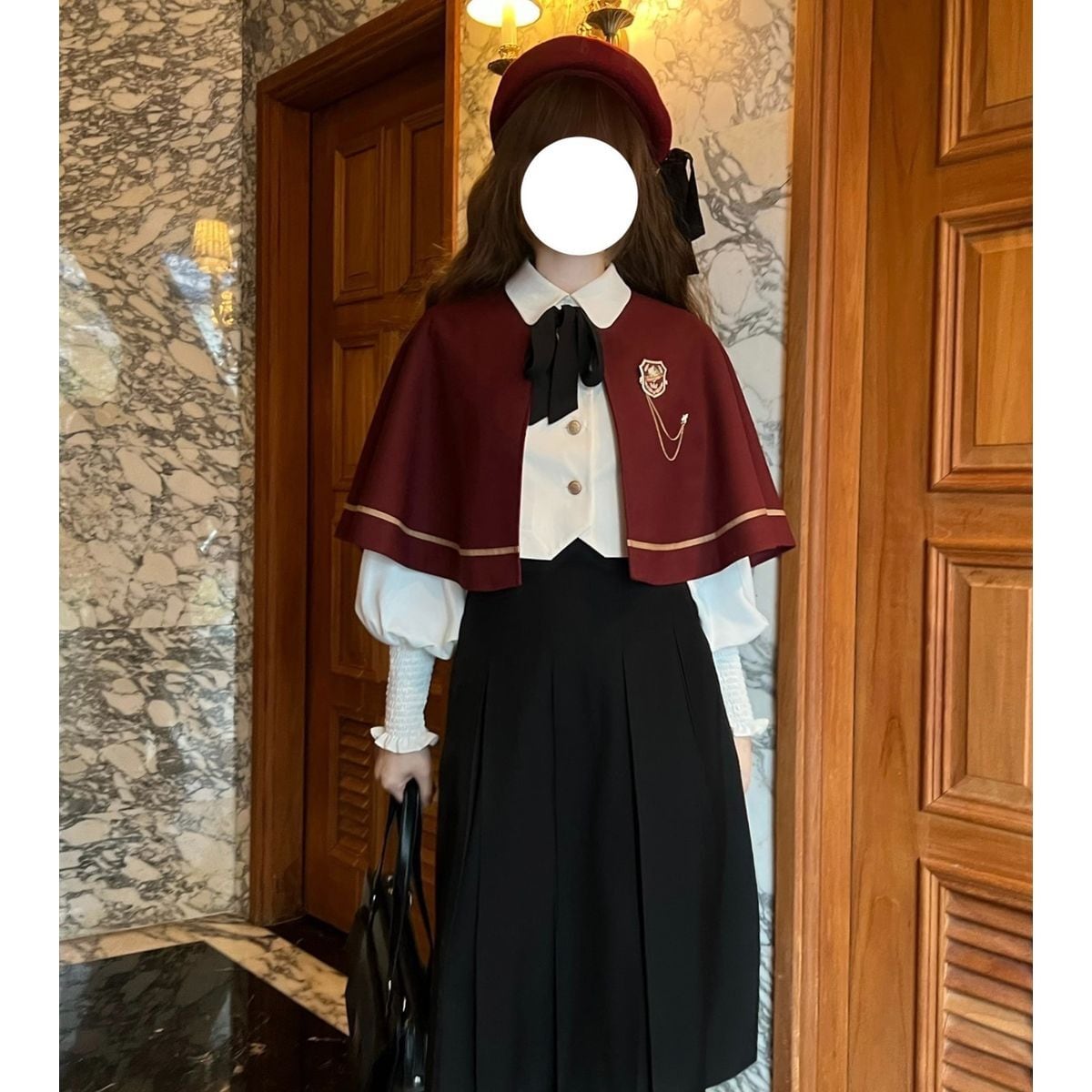 Elegant Long Skirt and Cape Ensemble