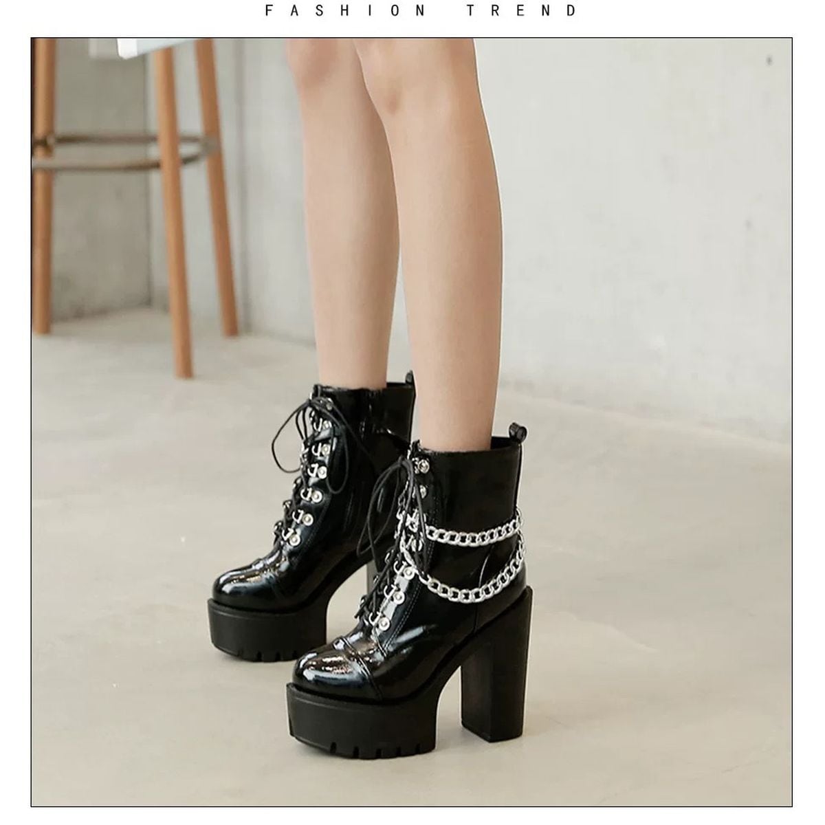 Short Boots with Chain Detail