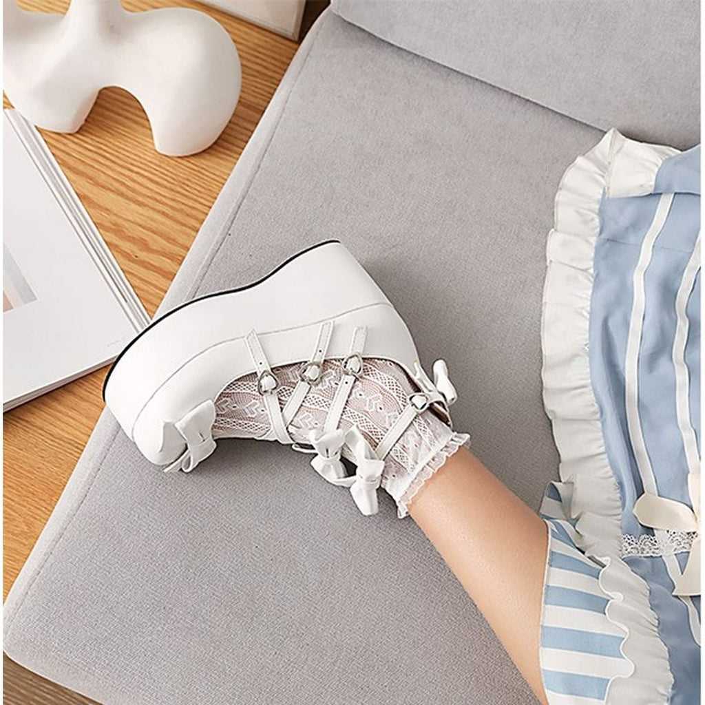 Platform Ribbon Heart Strap Shoes