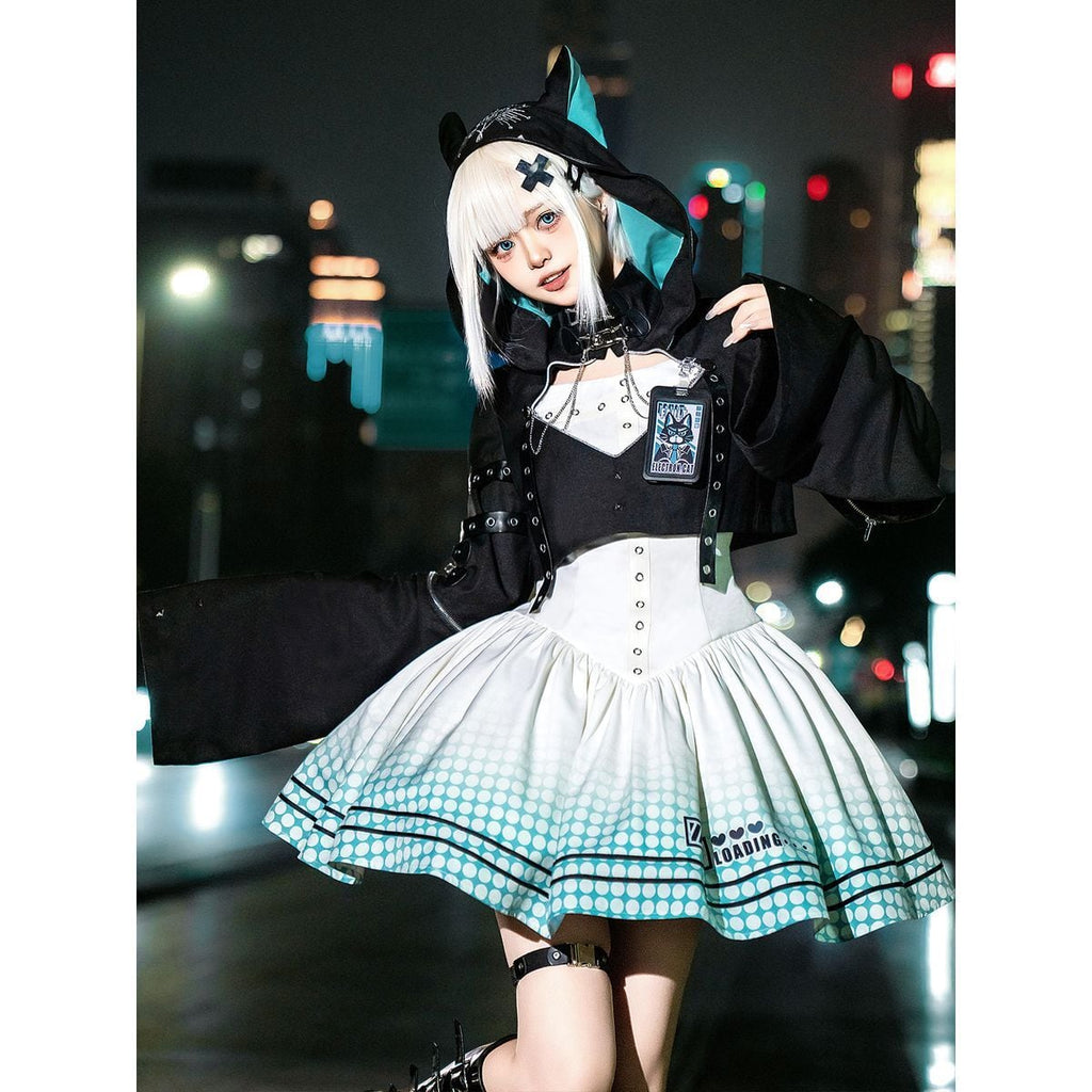 Cyberpunk Cat Ear Skirt Set