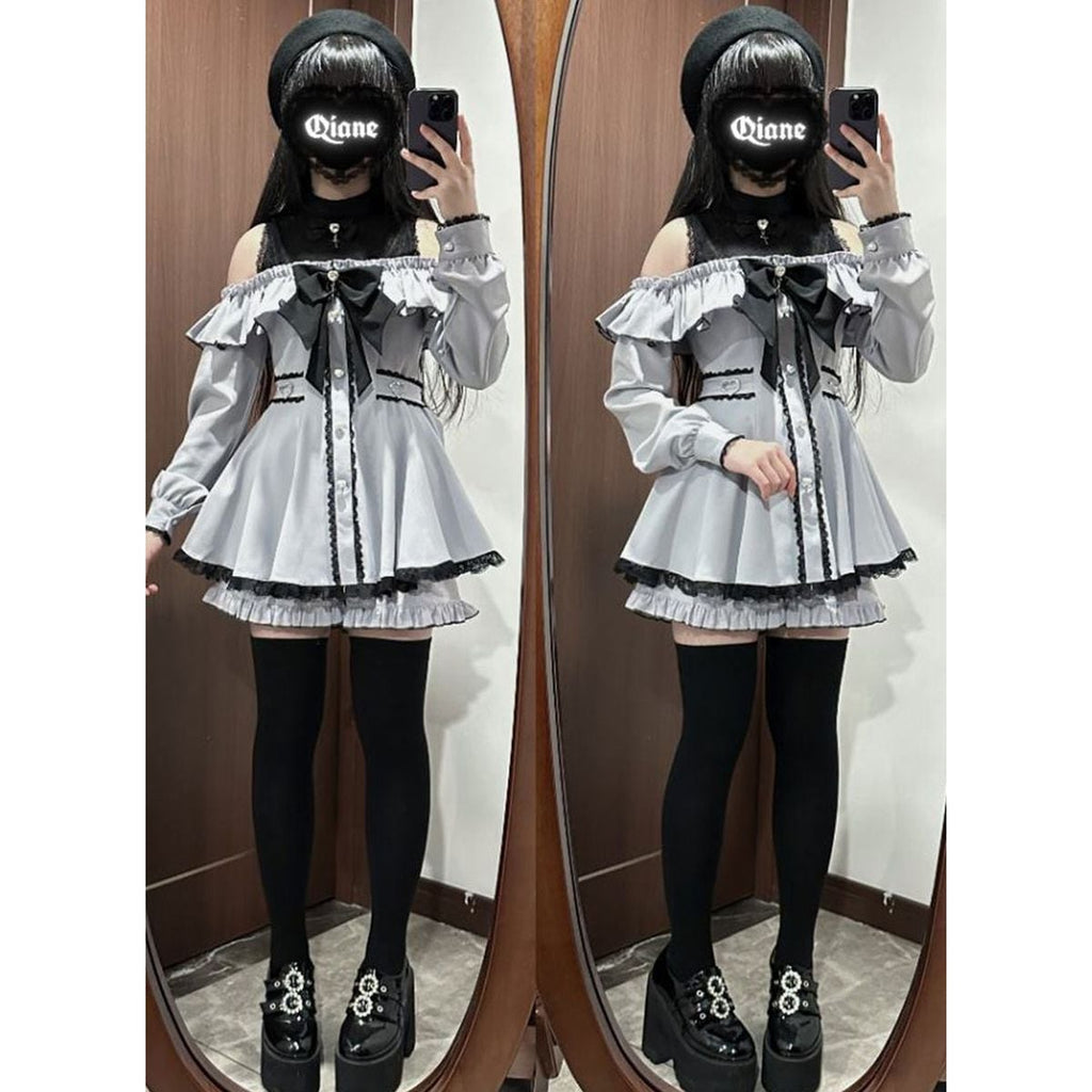 Jirai-kei Open Shoulder Dress