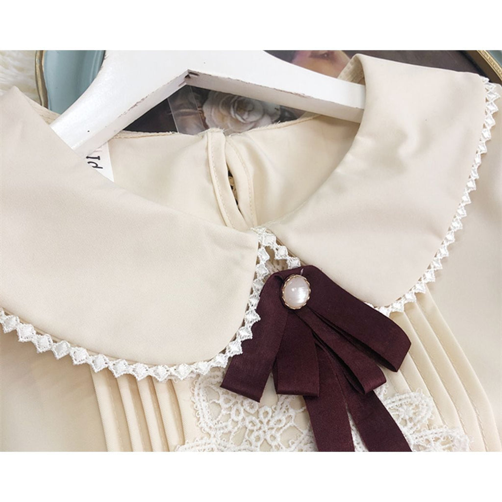 Frilled Sleeve Blouse and Lace-Up Maxi Skirt Set