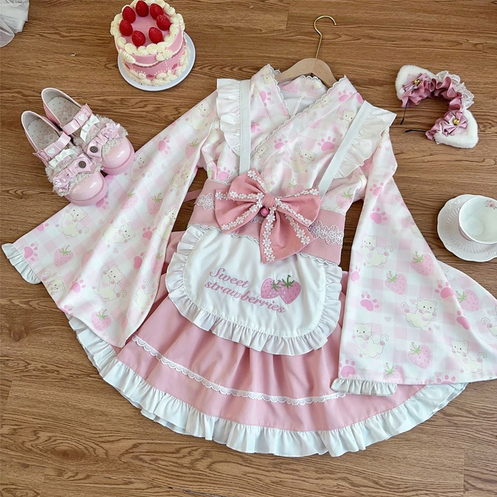 Kimono-Inspired Maid Dress Set
