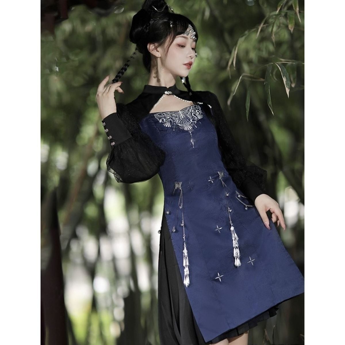 Chinese-Inspired Embroidered Jewel Dress