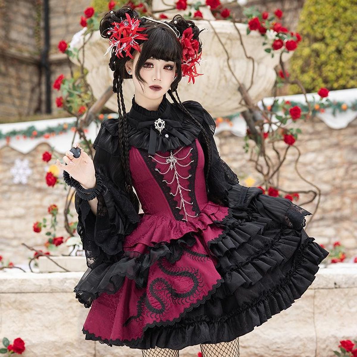Gothic x China Asymmetrical Jumper Skirt
