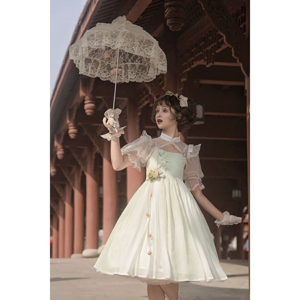 Charming Floral Lace Dress Ensemble