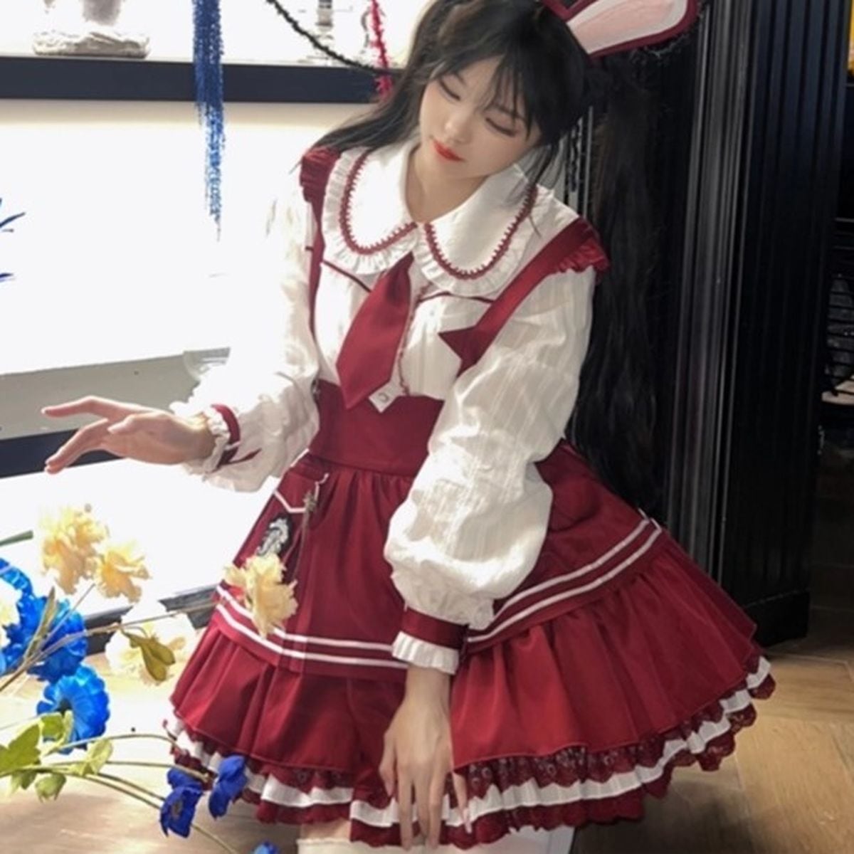 Cute Ruffle Jumper Skirt Outfit